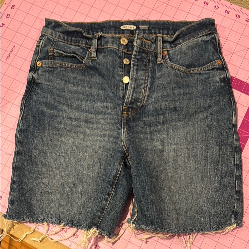 Old Navy Medium Blue Button-Fly Shorts